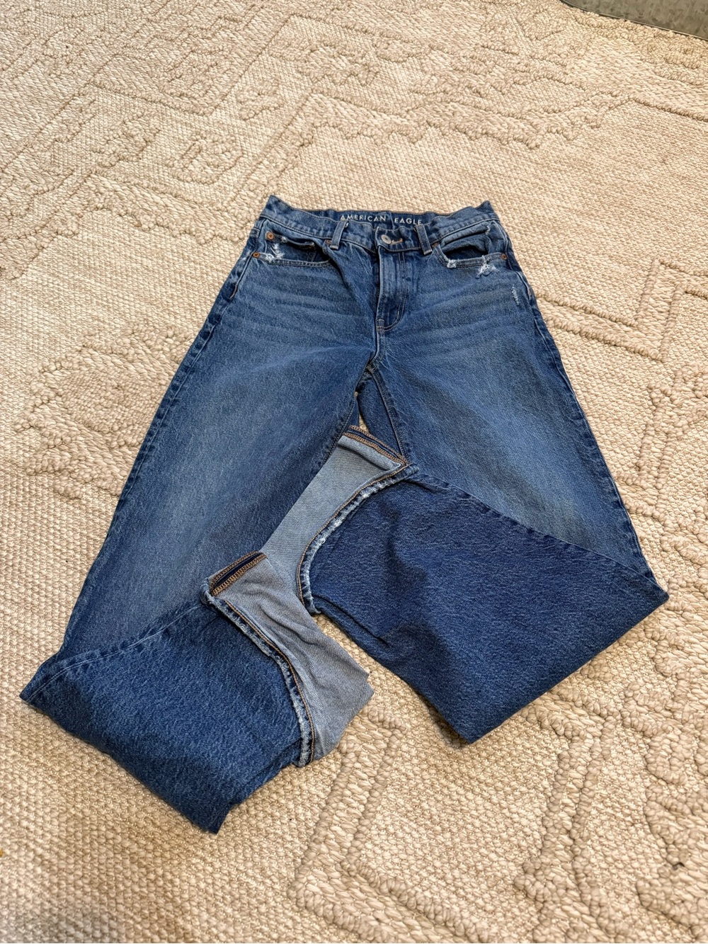 American Eagle Outfitters Dark Blue Flare Wide-Leg Jeans